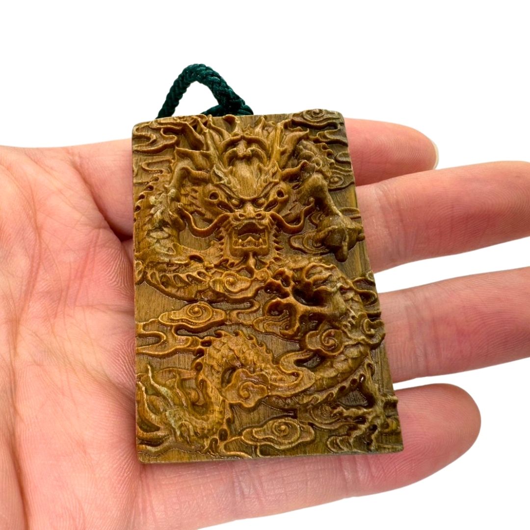 風水 アクセサリー | 木製彫刻ネックレス 龍or虎 お守り