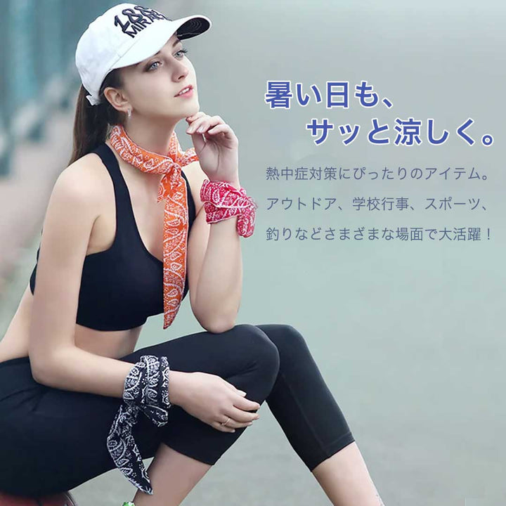 アウトドア用品 その他 | ペイズリー柄冷却スカーフ 全5色 クールタオル