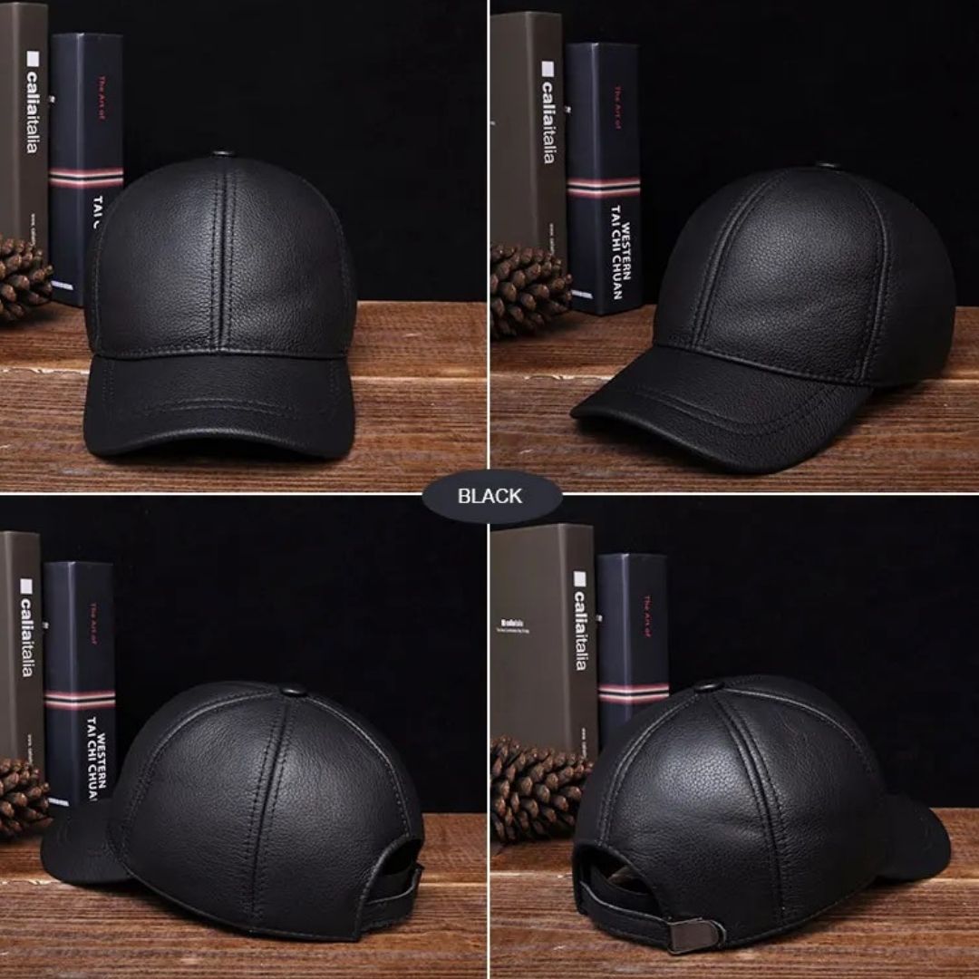 男性ファッション その他 | ブラックPUレザーキャップ ユニセックス調整可能