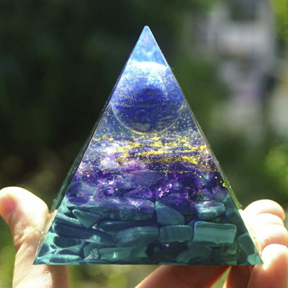 風水 インテリア | ラピスラズリ オルゴナイト球体 6cm - 浄化・癒しの置物