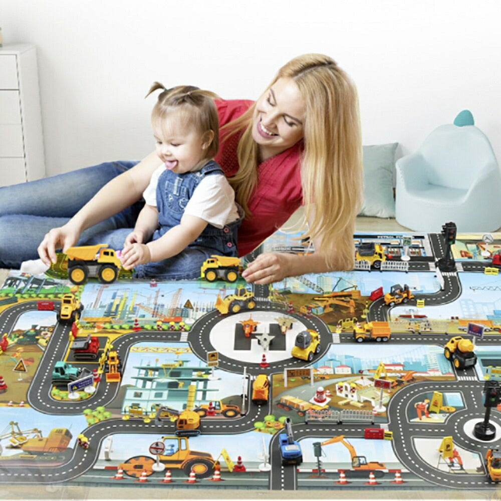 子供 おもちゃ | ジャンボ知育プレイマットー工事現場と街並みデザインー子供用