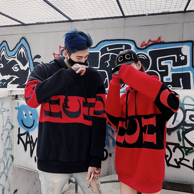 パーカー 男性 | オーバーサイズ パーカー ユニセックス | ストリート風 黒/赤