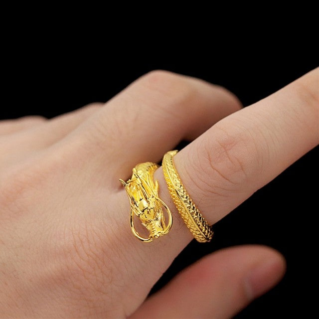 リング | 龍(ドラゴン)風水フリーサイズリング - ユニセックス