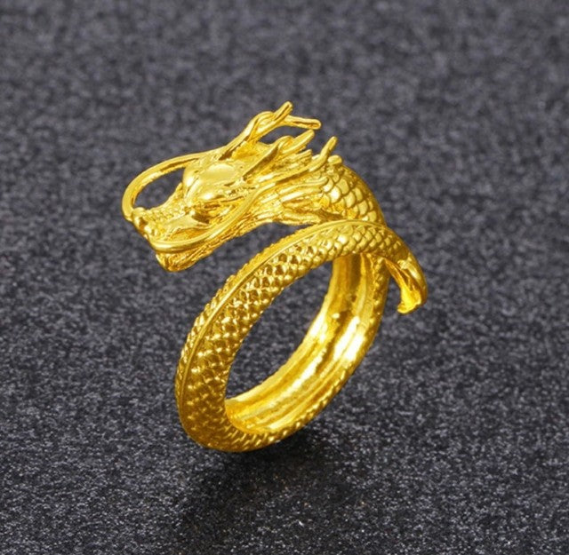 リング | 龍(ドラゴン)風水フリーサイズリング - ユニセックス