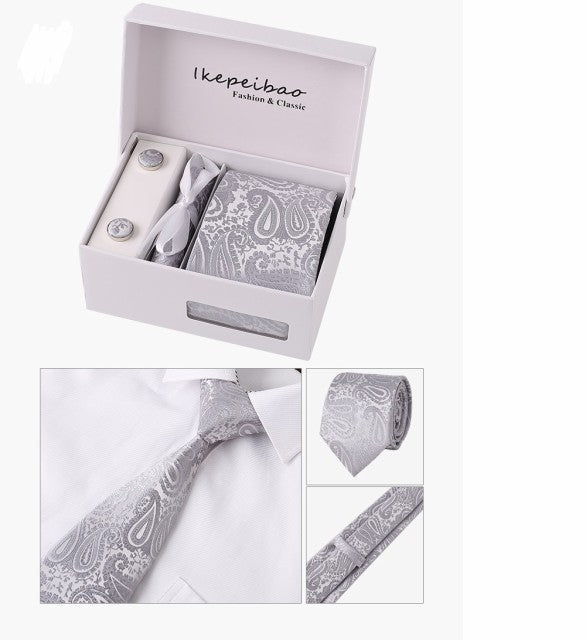 男性ファッション その他 | ペイズリー柄フォーマル4点セット（ネクタイ・カフスボタン・チーフ・ケース付き）