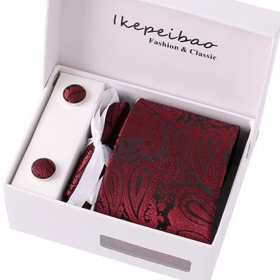 男性ファッション その他 | ペイズリー柄フォーマル4点セット（ネクタイ・カフスボタン・チーフ・ケース付き）