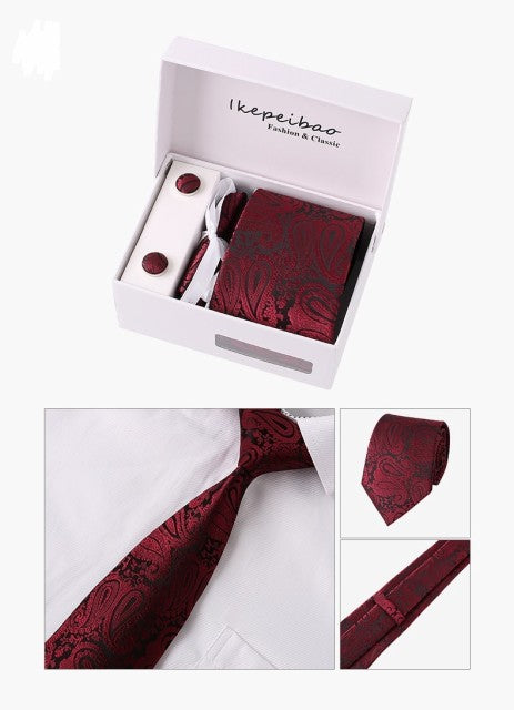 男性ファッション その他 | ペイズリー柄フォーマル4点セット（ネクタイ・カフスボタン・チーフ・ケース付き）