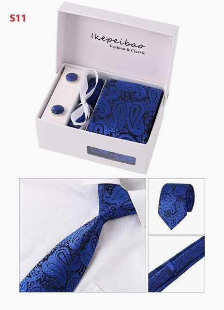 男性ファッション その他 | ペイズリー柄フォーマル4点セット（ネクタイ・カフスボタン・チーフ・ケース付き）