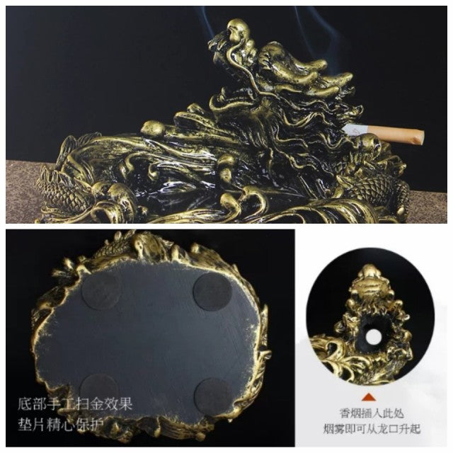 風水 インテリア | 高級ガラス灰皿「守護龍」 - 風水インテリア小物入れ