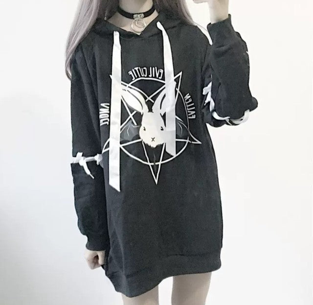 パーカー 女性 | ウサギ魔方陣 レディース 2WAY ビッグシルエットパーカー