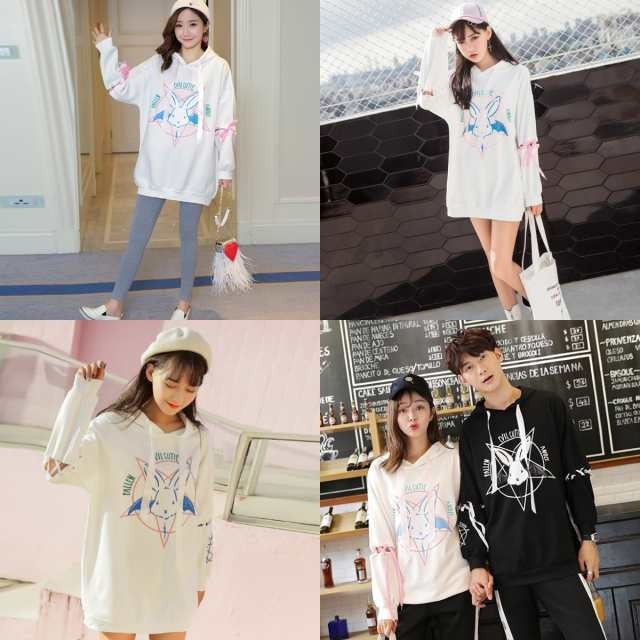 パーカー 女性 | ウサギ魔方陣 レディース 2WAY ビッグシルエットパーカー