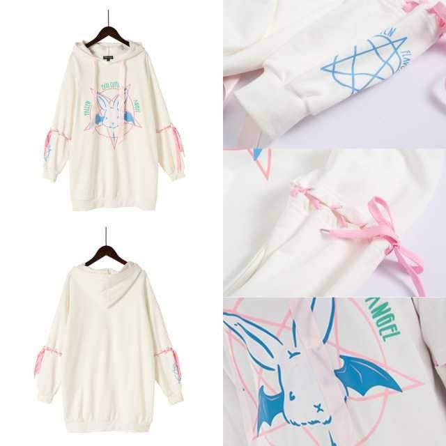 パーカー 女性 | ウサギ魔方陣 レディース 2WAY ビッグシルエットパーカー