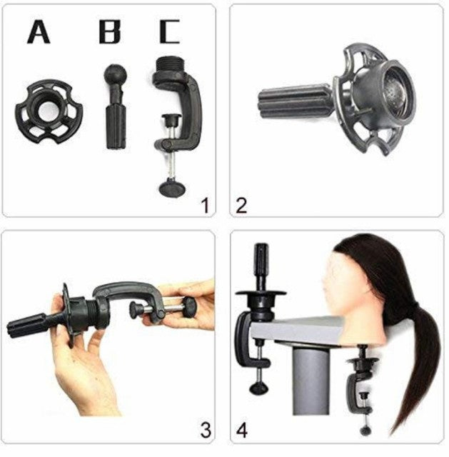 コスメティック | カット＆編み込み練習用マネキンヘッド3個セット（クランプ付き）