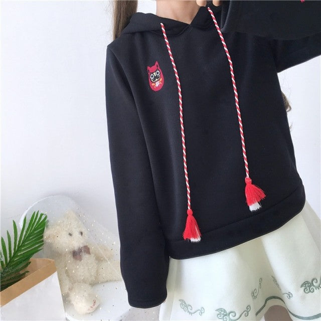 パーカー 女性 | 耳つきフード付き稲荷パーカー（裏起毛・フリーサイズ）