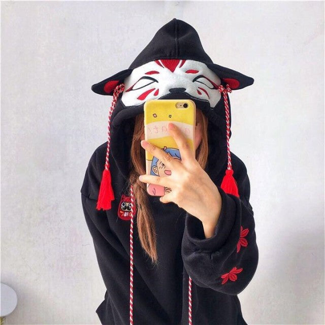 パーカー 女性 | 耳つきフード付き稲荷パーカー（裏起毛・フリーサイズ）