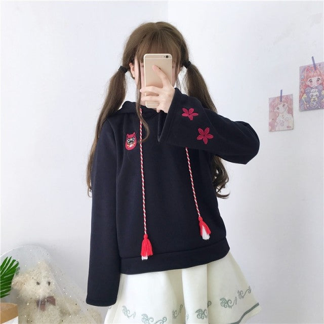 パーカー 女性 | 耳つきフード付き稲荷パーカー（裏起毛・フリーサイズ）