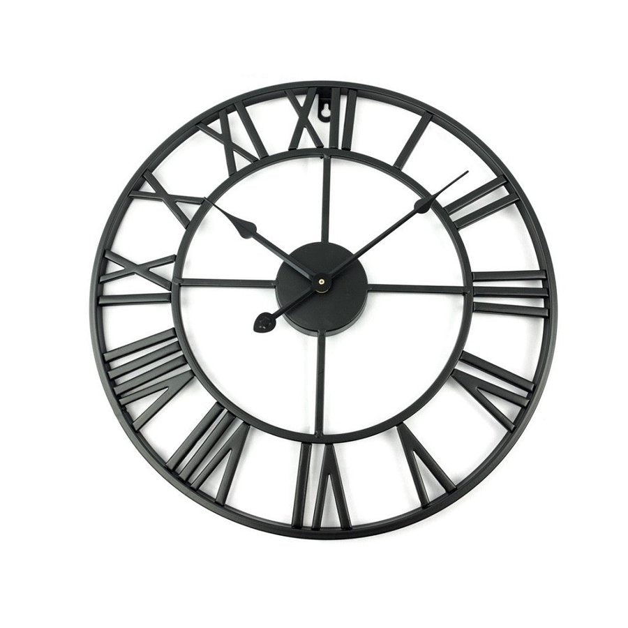 壁掛け時計 | 大きな静音アイアン壁掛け時計 - アンティークデザイン