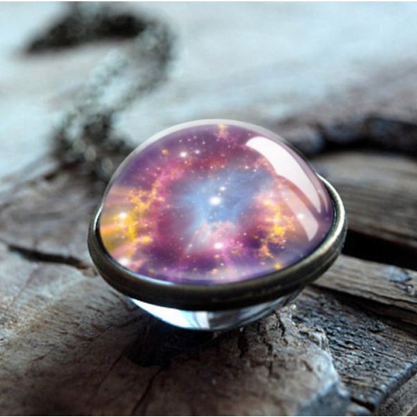 ネックレス | 宇宙ガラスペンダント - 地球儀&太陽モチーフ