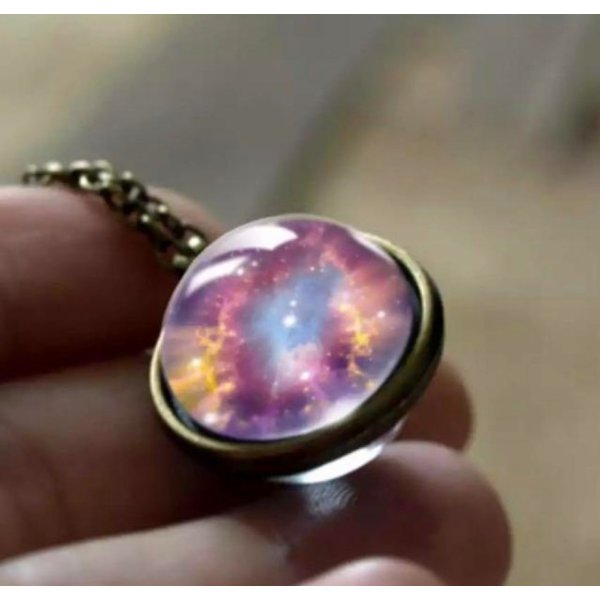 ネックレス | 宇宙ガラスペンダント - 地球儀&太陽モチーフ