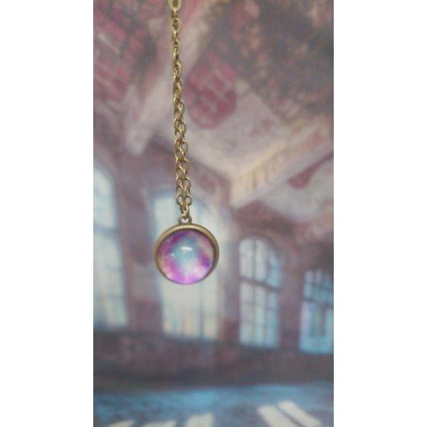 ネックレス | 宇宙ガラスペンダント - 地球儀&太陽モチーフ