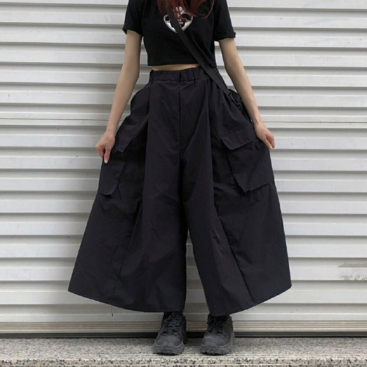 ボトムス 女性 | ブラックワイドパンツ ゆったりビッグシルエット 韓国ファッション
