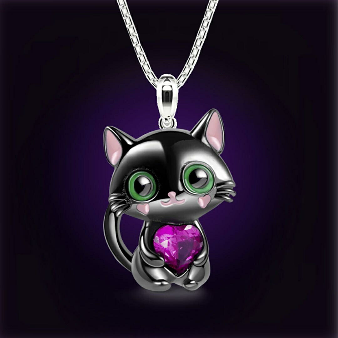 ネックレス | ピンクジルコニア猫モチーフネックレス