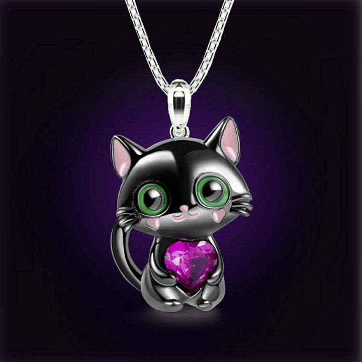 ネックレス | ピンクジルコニア猫モチーフネックレス