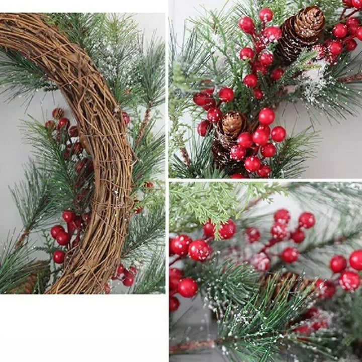 イベントグッズ | クリスマスリース 50cm 赤い実と松ぼっくり付き