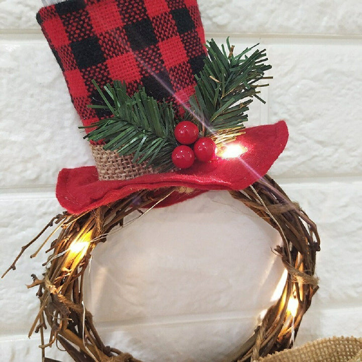 イベントグッズ | LEDライト付き雪だるまクリスマスリース 40×20cm