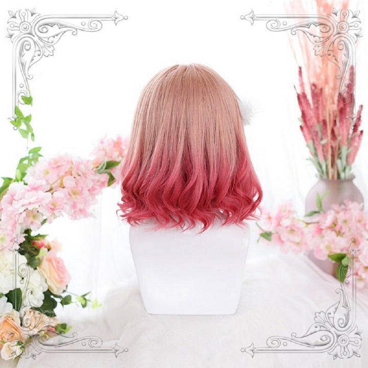 コスプレ小物 | セミロング耐熱ウィッグ 毛先レッド 姫カットゆるふわウェーブ