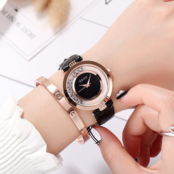 腕時計 | GUOU エレガント ラインストーン 腕時計 - ホワイト/ブラック/ピンク