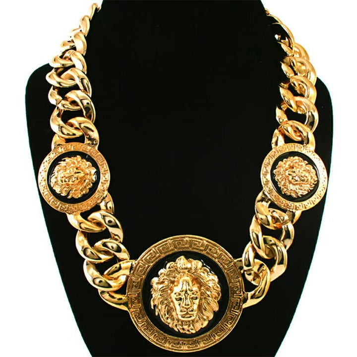 ネックレス | ゴールドメッキ 3頭ライオン ネックレス 男女兼用