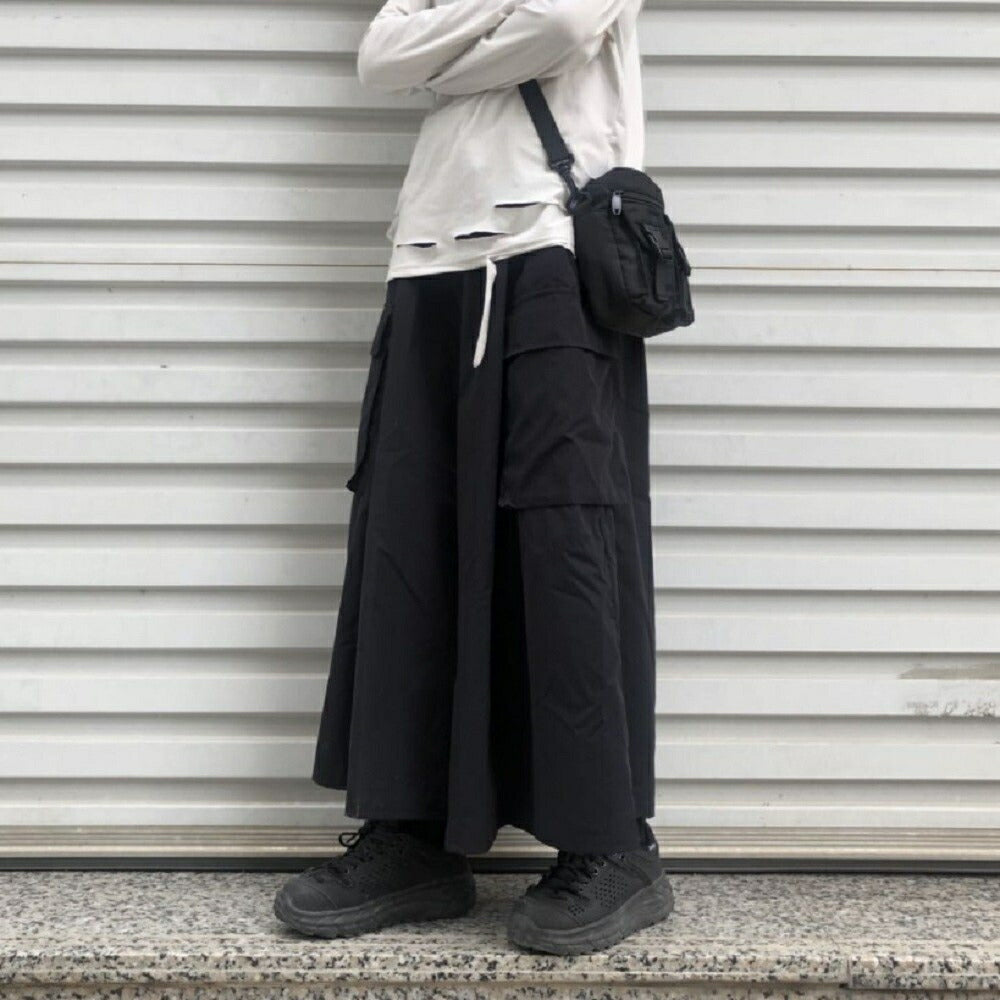 ボトムス 女性 | ブラックワイドパンツ ゆったりビッグシルエット 韓国ファッション