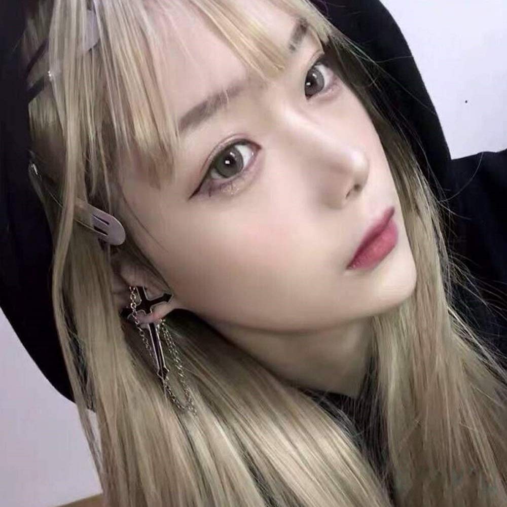 ピアス イヤーカフ | ブラッククロスチェーンピアス ユニセックス