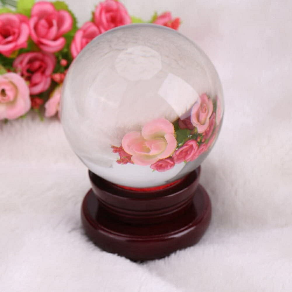 【訳あり】【小キズあり】 風水 インテリア | 水晶球 風水 インテリア 木製台座付き 5cm