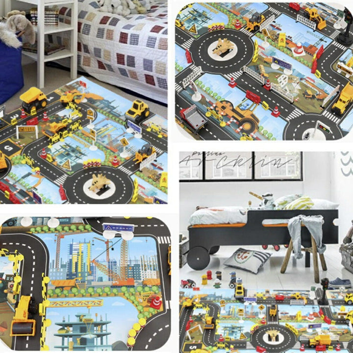 子供 おもちゃ | ジャンボ知育プレイマットー工事現場と街並みデザインー子供用