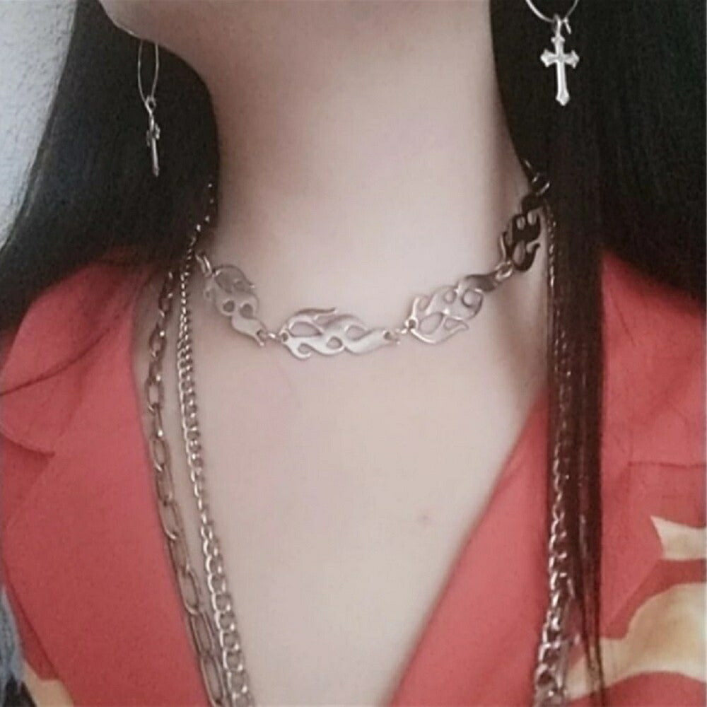 ネックレス | メンズ ビンテージ風 炎モチーフ ネックレス - 誕生日・記念日ギフトに