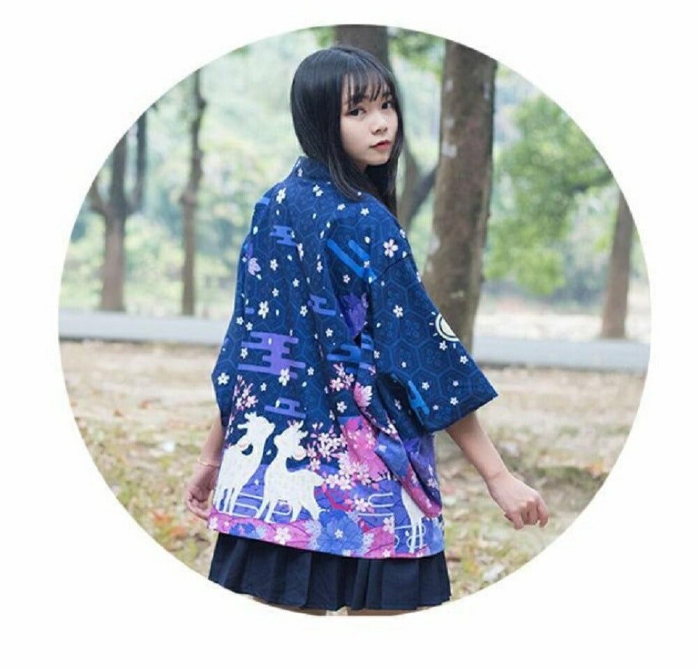 はっぴ | 夏祭り和柄法被：鹿桜デザイン