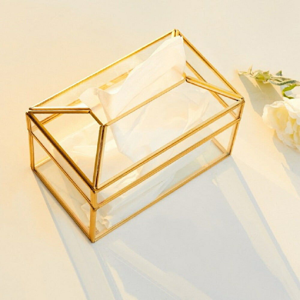 インテリアインテリア雑貨 その他 | ゴールドアクセント クリアガラス調 ティッシュボックス