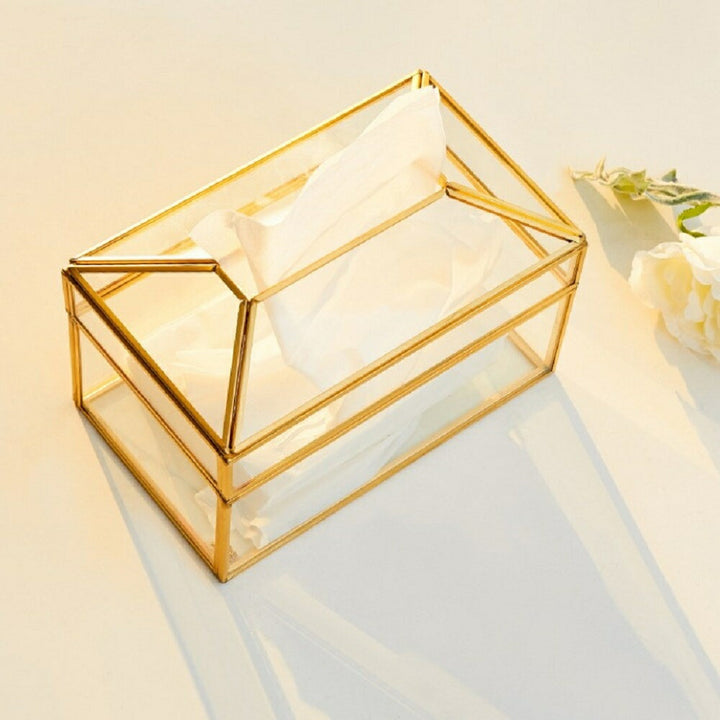 インテリアインテリア雑貨 その他 | ゴールドアクセント クリアガラス調 ティッシュボックス