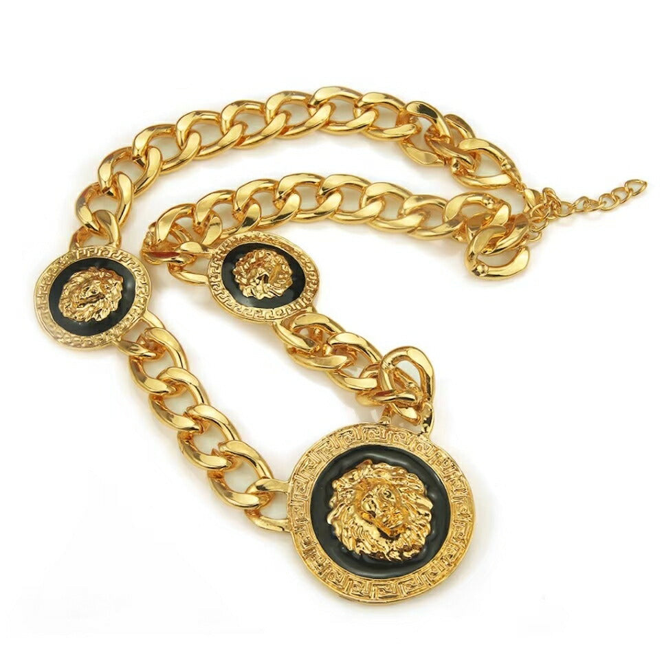 ネックレス | ゴールドメッキ 3頭ライオン ネックレス 男女兼用