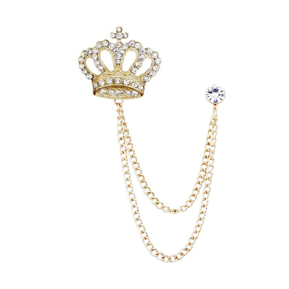 アクセサリー その他 | ゴールド＆シルバー ジルコニア王冠ブローチ - ユニセックス