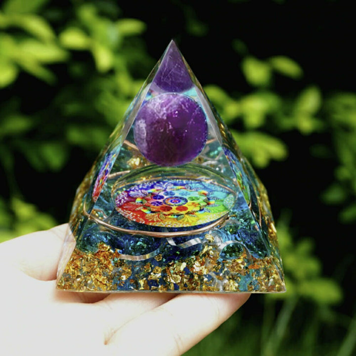 風水 インテリア | 惑星モチーフのオルゴナイト置物 - チャクラストーン＆金箔入り