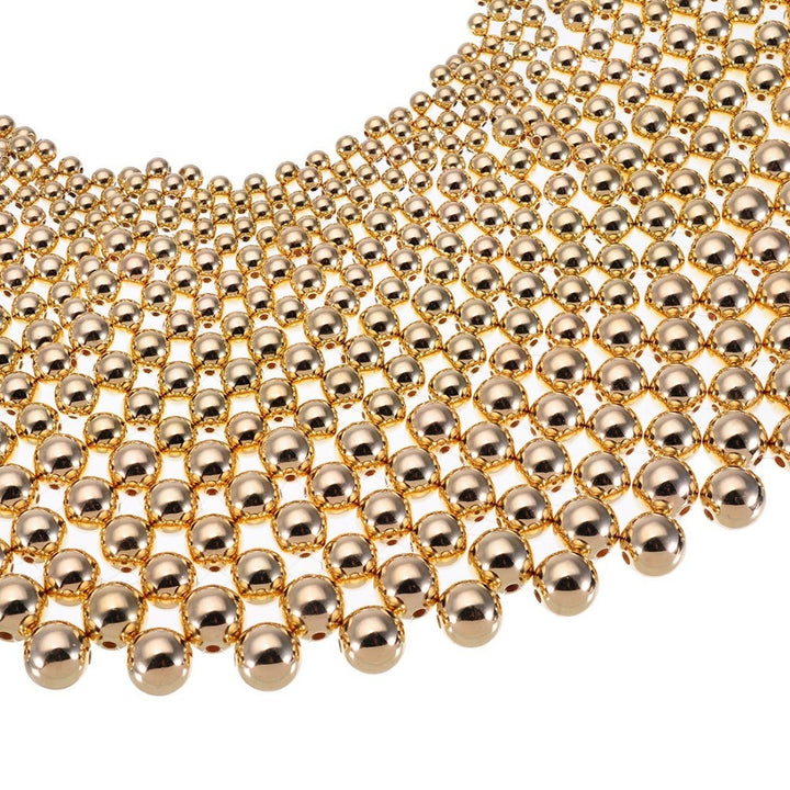 ネックレス | アフリカ風ビーズチョーカー - ゴールド民族舞踊アクセサリー