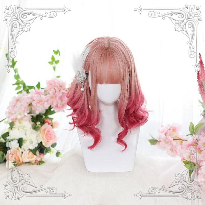 コスプレ小物 | セミロング耐熱ウィッグ 毛先レッド 姫カットゆるふわウェーブ