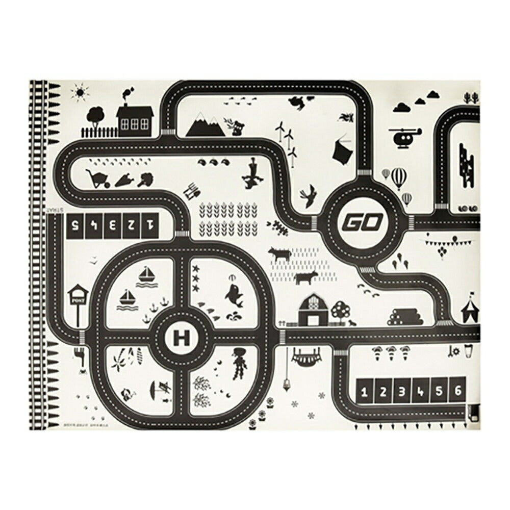 子供 おもちゃ | ジャンボ知育プレイマット「街並み＆自然」- 子供用道路地図付き