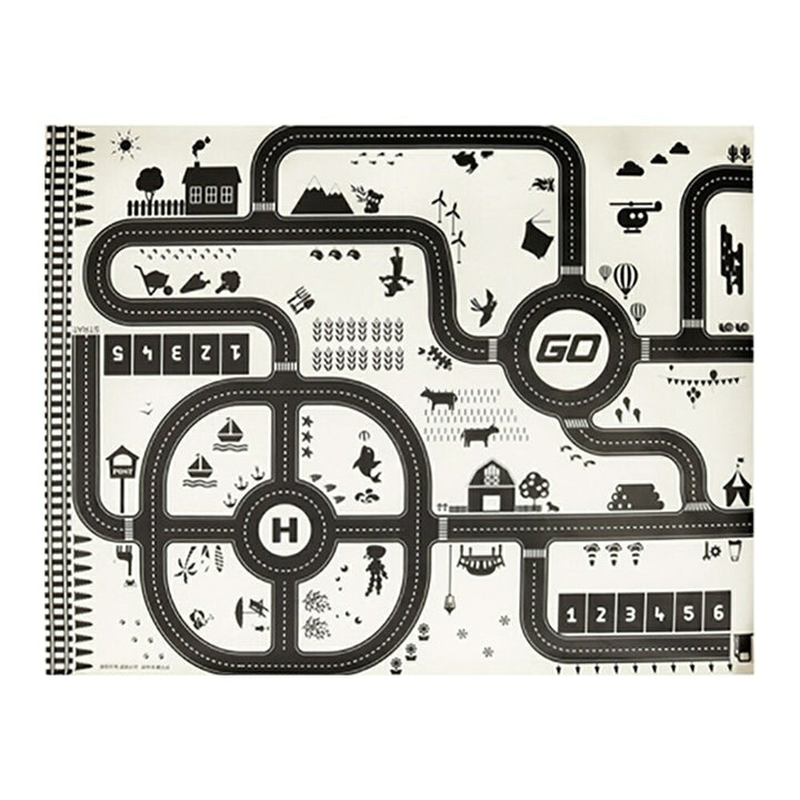 子供 おもちゃ | ジャンボ知育プレイマット「街並み＆自然」- 子供用道路地図付き