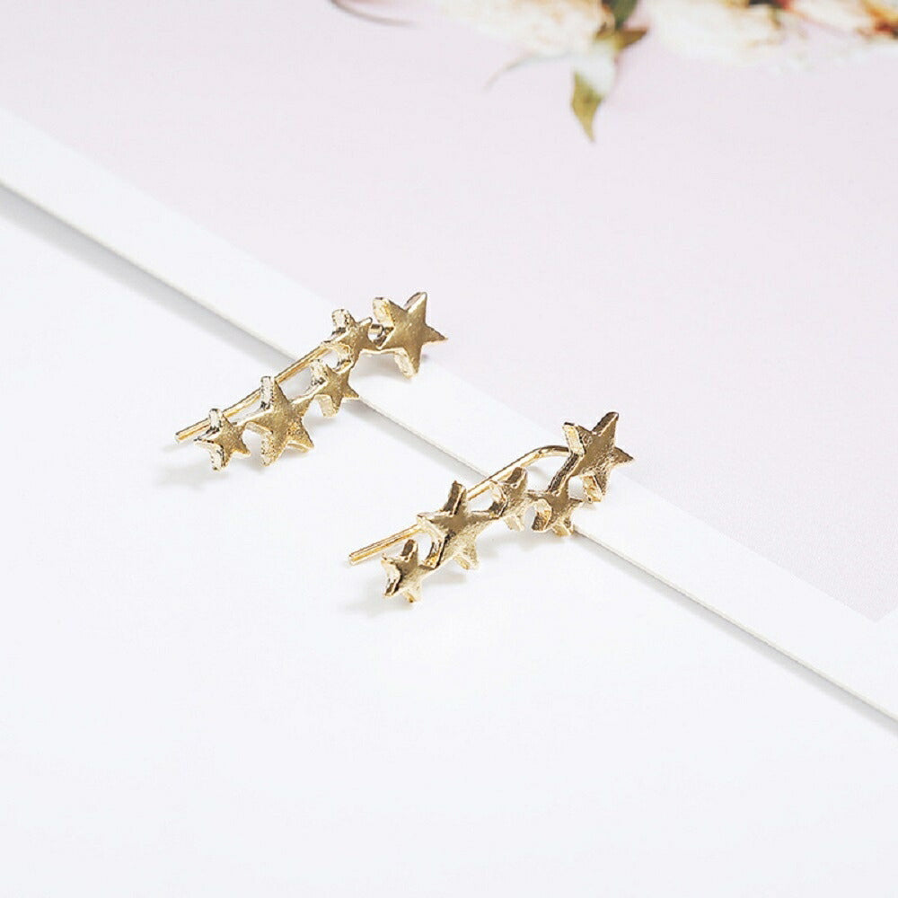 ピアス イヤーカフ | ゴールド流れ星スターピアス 2個セット ユニセックス