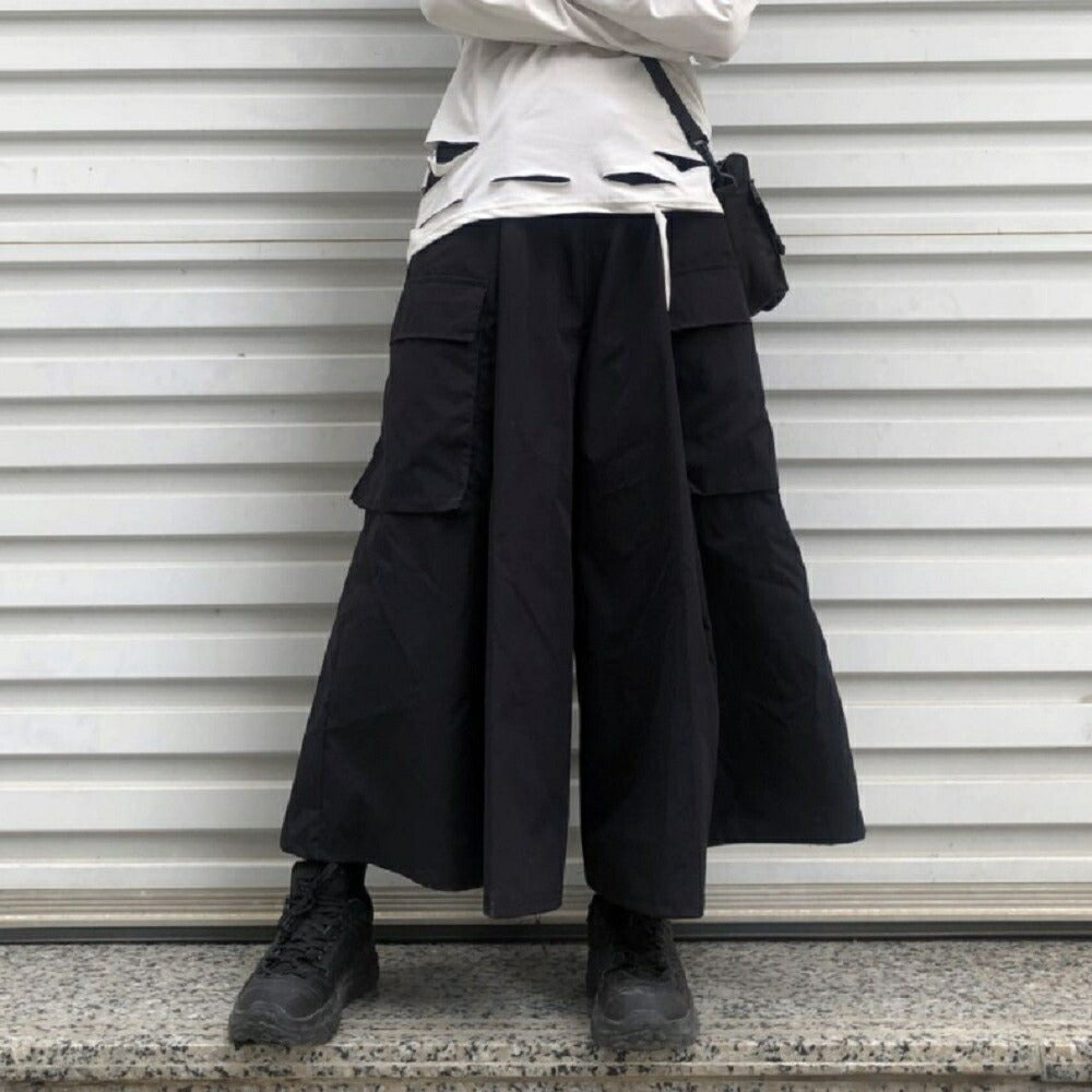 ボトムス 女性 | ブラックワイドパンツ ゆったりビッグシルエット 韓国ファッション