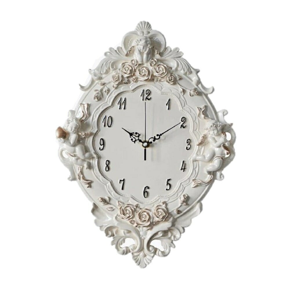 壁掛け時計 | エンジェル＆女神クラシック壁掛け時計 - アンティークホワイト